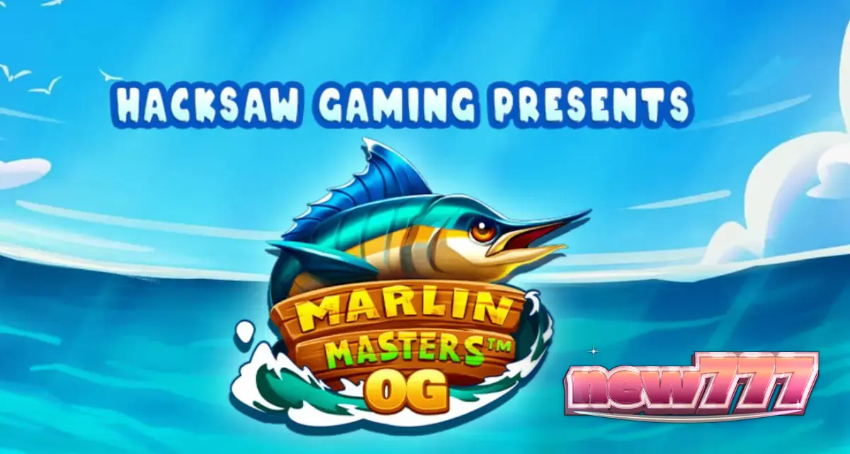 Tela de jogo do slot Marlin Masters OG mostrando peixes e o pescador em um barco